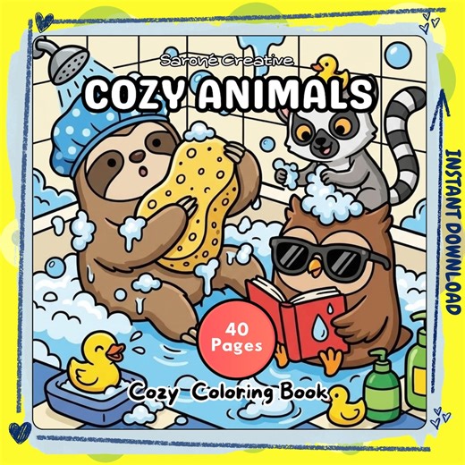 Bold and Easy Coloring Book for Adults: 40 Cozy Cute Animals, Simple Big Thick Lines for Relaxation, Stress Relief & Large Print Art - Etsy