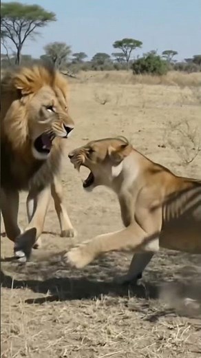 Lioness vs Male Lion: Fierce Battle to Protect Her Cubs 🦁🐾 | Raw African Wildlife Drama