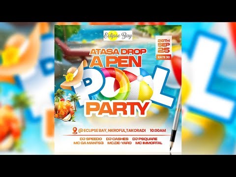 How To Design a POOL PARTY FLYER in Photoshop - Step By Step Tutorial