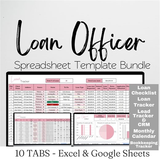 Loan Officer Template Spreadsheet Bundle, Loan Checklist Template Google Sheets, Mortgage Broker Mortgage Pipeline Tracker Excel CRM Planner - Etsy Australia