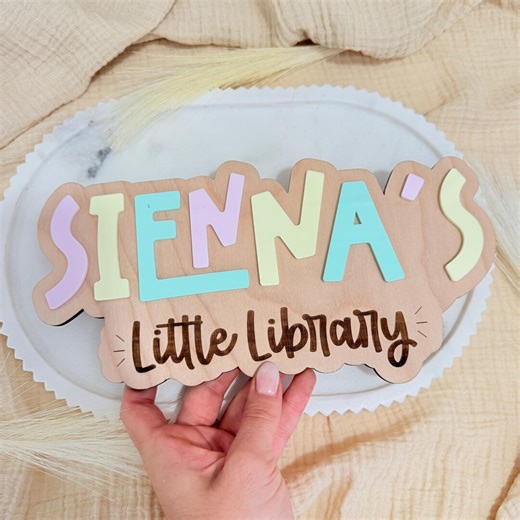 Personalized Kids Library Sign, Little Library Name Sign, Kids Reading Nook Decor, Custom Children’s Bookshelf Sign, Playroom Wall Decor. - Etsy