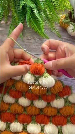 Crochet 3D Pumpkin Stitch Pattern By Mushyy. #shorts