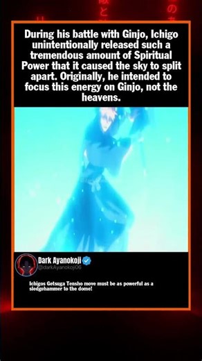 During his battle with Ginjo, Ichigo unintentionally released such a tremendous ...