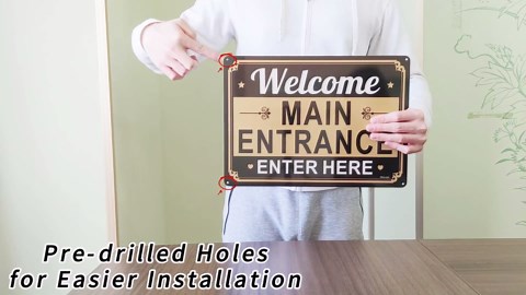 Welcome Main Entrance Enter Here Signs 14 x 10 Inches Rust Free Aluminum Metal Weatherproof Easy to Install Outdoor 2 Pack