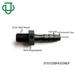 [Hot Item] PP Straight Elbow G1/8" Male Threaded Pipe Fitting 1/4" Hose Tail Male Thread Barbed Hose Pipe Connector