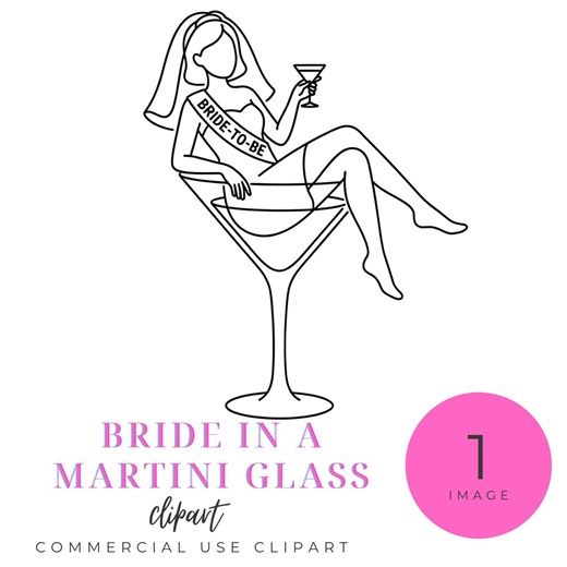 Bride in Martini Glass Clipart, Bride-to-be PNG for Wedding Celebration, Bachelorette Party Graphic, Bridal Line Drawing - Etsy