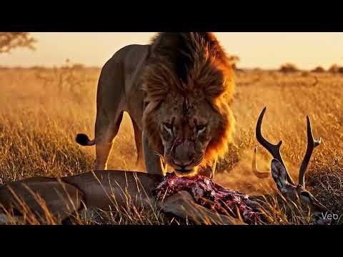 Lion Hunts and Kills Deer | Intense Wildlife Predator Moment in 4K#animalfight #wildlifemoments