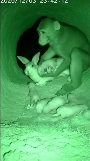 Monkey Saves Baby Rabbit & Its Mother #wildlife