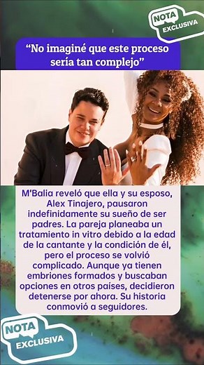 💔 M’Balia y Alex Tinajero pausan su sueño de ser padres