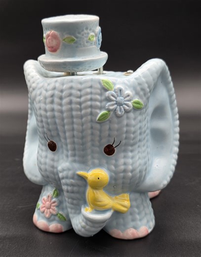 Napco Musical Blue Elephant Ceramic Nursery Baby Planter Plays Schubert's Lullaby, Quilted, Top Hat, Infant, 50's - Etsy