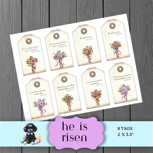 He is Risen Gift Tags, Easter Scripture, Bible Verse Cards, Christian Faith Ephemera - Etsy