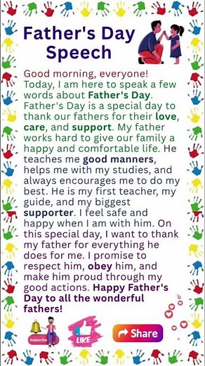 Father's Day Speech | Speech on Father's Day | Essay on Father's Day | Father's Day | Father Speech