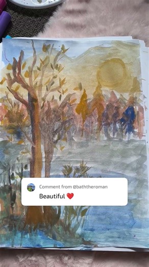 @Nianiani 3 colour scenery #watercolor #Autumn Snow