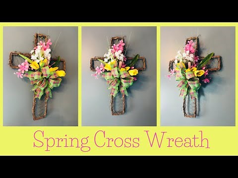 $1 Dollar Tree Spring Cross DIY🌷Wreath🌷
