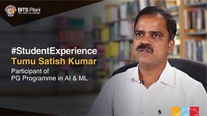 Satish Kumar Tumu explains how the Post Graduate programme in Artificial Intelligence & Machine Learning helped him in mastering the key concepts and technologies of AI & ML, without taking any career break. Last date to apply for the programme: Sep 6, 2021. Know More: https://bit.ly/3fuwQGM #WILP #UnstoppableProfessional | BITS Pilani Work Integrated Learning Programmes | Facebook