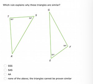 Which rule explains why these triangles are similar?Triangle ... | Filo