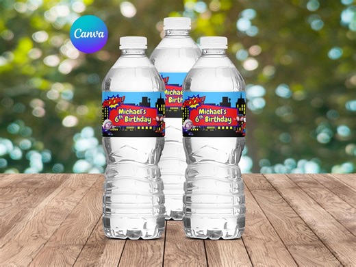 Spidey & Friends Water Bottle Labels Editable Superhero Party Drink Wrap - Etsy