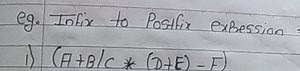 eg. Infix to Postfix expression1) (A B/C∗(D E)−F)... | Filo
