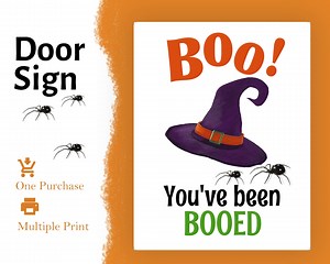 Halloween Door Sign. You've been Booed Sign. Hat Sign. Witch Hat Boo Sign.