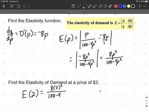 Find the elasticity of demand function for a quadratic demand function