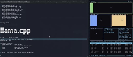 More progress with Kimi-K2.5 (1T params model) On M5 Max with 128 GB Flash SSD, streaming.Now reaching 6 t/s after fusing Flash-SSD kernels.Integrating and troubleshooting Llama.cpp takes much longer than the MLX repo. Still plenty of room for improvement with optimization or adding predictor.Hope to drop the repo tomorrow. Q-397B is still below MLX speed, but the Q-35B model is performing well.