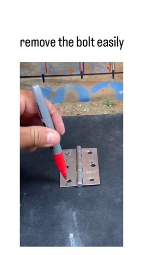 TrendTok Hub on Instagram: "The video shows a hand marking concentric circles around a door hinge pin with colored markers, then using a punch tool and mallet to tap it out, presented as an easy removal hack. Replies predominantly question the circles' unclear role, with some correcting that the fastener is a hinge pin or screw, not a bolt, revealing the tutorial's ambiguity. With 2 million views and 267 replies in under two days, the post exemplifies how visually intriguing but vague DIY conten