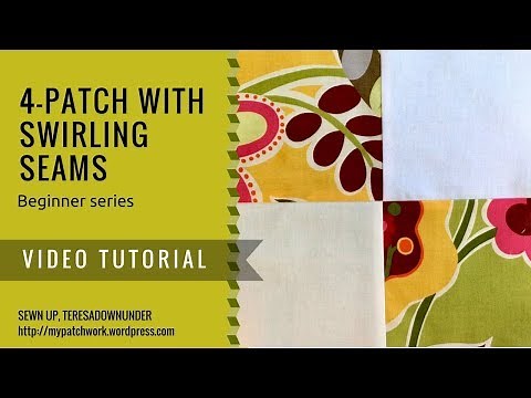 Video tutorial: 4-patch quilt block with swirling seams - beginner series