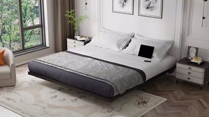 OLEVS Floating Bed Frame Full Size with Smart LED Lights and Charging Station - Modern Metal Platform Bed, Easy Assembly No Box Spring Needed