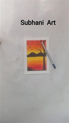 sunset oil pastel panting # art 🌄