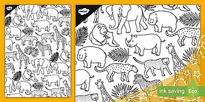 Safari Pattern Doodle Colouring Sheet
