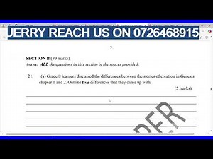 KJSEA GRADE 9 CRE PAPER KNEC sample paper