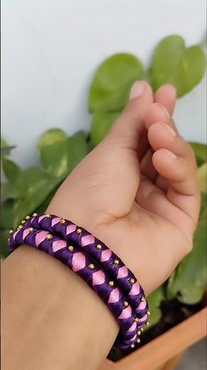 Handmade silk thread bangles 🩷💜 #diy #priyazkraft #shorts #silkbangles