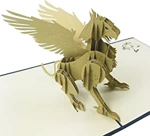 The Griffin - 3D Pop Up Card (Original) - Amazing, Awesome Gifts for Friends, Family, Lovers - Suitable for All Ages, Adults, Kids - Hand Assembled, Fold Flat, Envelope Included