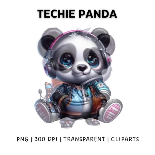 20 Techie Panda PNG, Kawaii Clipart Bundle for Designs & Crafts, Whimsical Funny Animal Sublimation - Etsy