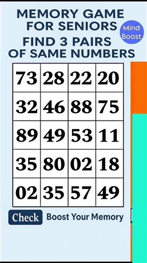 Simple Brain Exercise for Seniors: Find & Match the Numbers #braintraining