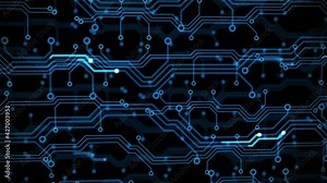 Abstract animation of circuit board. Futuristic background with circuit computer technological blue lines Stock Video