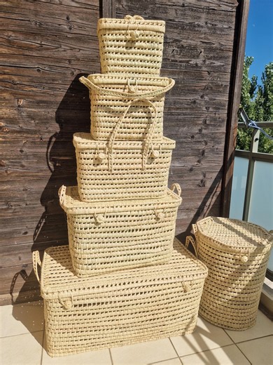 Handmade Wicker Storage Trunk – Boho Natural Fiber Laundry Basket – Decorative Organizer - Etsy