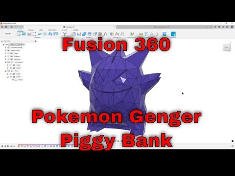 Fusion 360 - Pokemon Gengar Piggy Bank (Working with Mesh/STL)