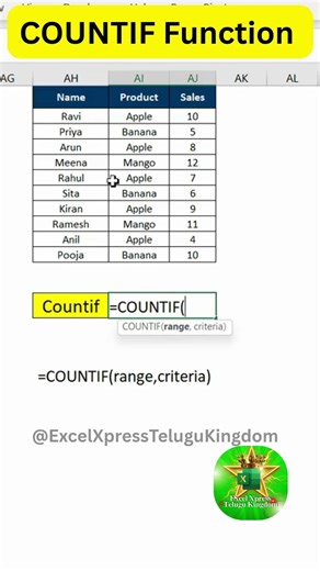 How to Use COUNTIF in Excel | Quick Trick | #shortsfeed #exceltips #spreadsheet #excel #trending