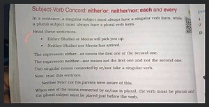 Subject-Verb Concord: either/or; neither/nor; each and every In... | Filo