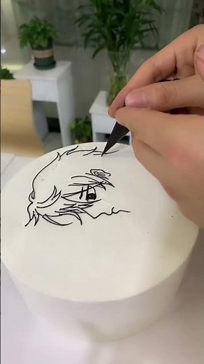 Simple cartoon characters #cake training #cake DIY #hand-painted cake