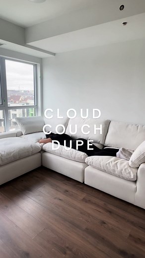 Unboxing the perfect rh cloud couch dupe! The helio from structube #cloudcouch #cloudcouchdupe #couch #whitecouch #movingin #movingout #firsthouse #structube #helio