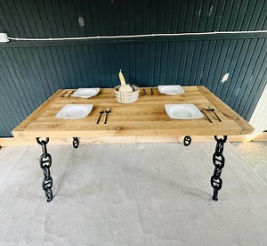 Handmade Wood & Metal Chain Leg Table: Rustic Industrial Design - Etsy Australia
