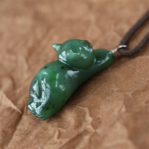 Hand Carved Cat Green Nephrite Jade Pendant Silver/natural Genuine Jade Pet Necklace Pendant/dainty Unique Animal Green Jade Jewelry - Etsy