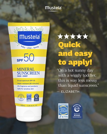 Pediatrician AND parent-approved. ✅ Mustela’s SPF 50 Mineral Sunscreen Stick is water-resistant for up to 80 minutes and perfect for worry-free touch-ups, so it’s the smartest summer parenting hack. Shop safe, effective sun protection for the whole family. | Mustela USA