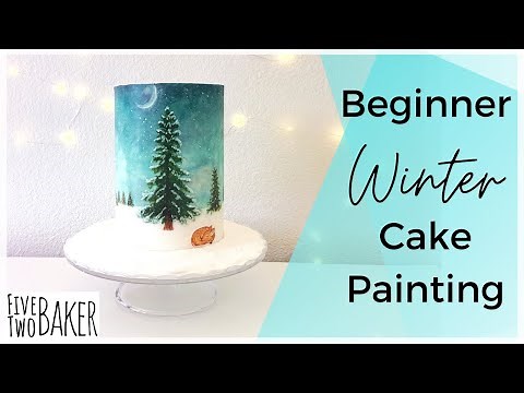 Beginner Cake Painting Tutorial ⎜Winter Christmas Scene Cake ⎜How to Paint on Cake