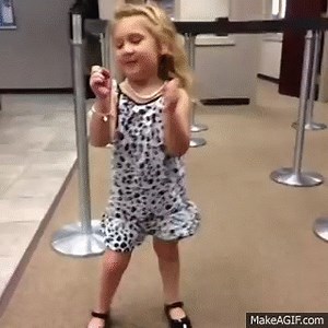 Little girl dancing fail, hits his face on Make a GIF