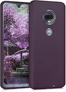 kwmobile Case Compatible with Motorola Moto G7 / Moto G7 Plus Case - Soft Slim Metallic TPU Silicone Cover - Metallic Berry
