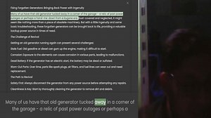 Fixing Forgotten Generators Bringing Back Power with Ingenuity Many of us have that old generator tu