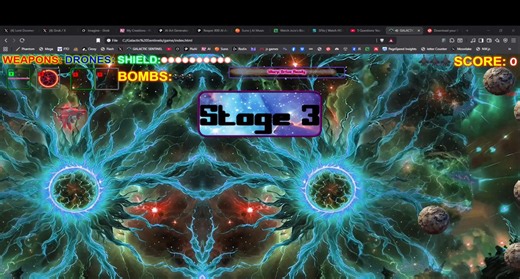 I've mixed in enemy ships disguised as meteors! #javascript #HTML #CSS #IndieGameDev #indiegame #indiedev #NodeJS #mysql